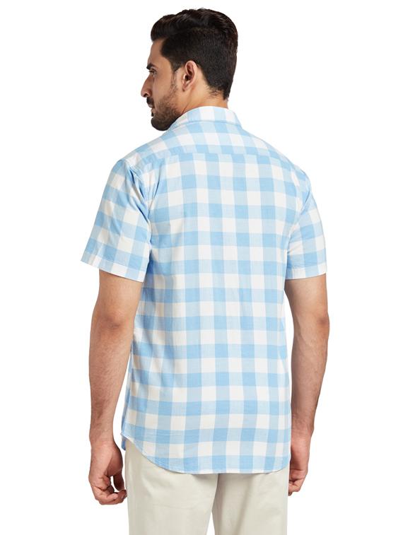 blue checkered casual shirt - 17766651 - Zoom Image - 3
