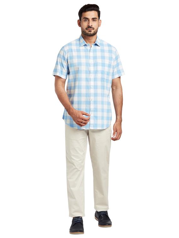 blue checkered casual shirt - 17766651 - Zoom Image - 4