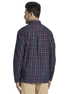 navy blue checkered casual shirt - 17766661 - Standard Image - 3