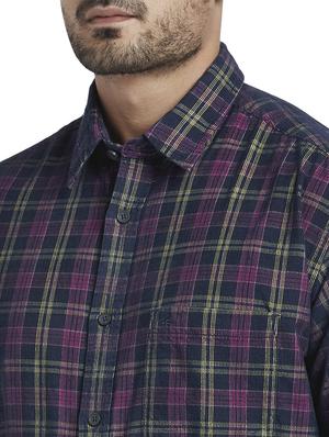 navy blue checkered casual shirt - 17766661 - Standard Image - 5