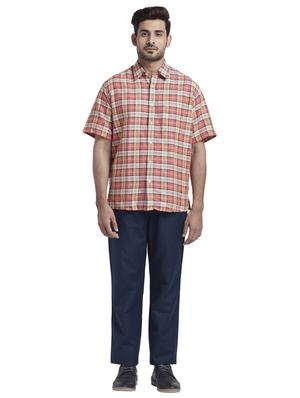 orange checkered linen casual shirt - 17766673 - Standard Image - 4