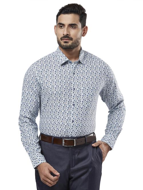 blue printed formal shirt - 17766678 - Standard Image - 1