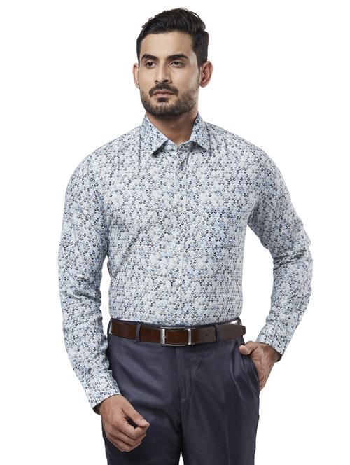 blue printed formal shirt - 17766687 - Standard Image - 1