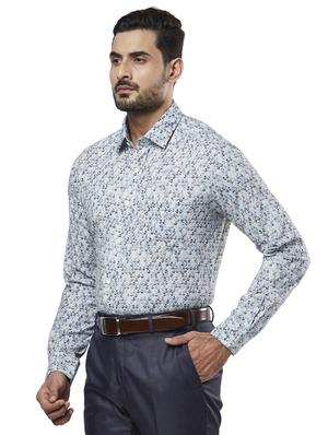 blue printed formal shirt - 17766687 - Standard Image - 2