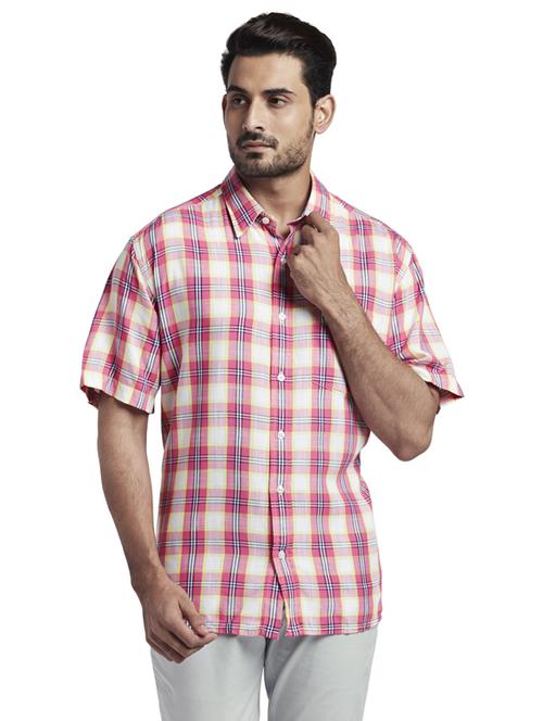 pink checkered casual shirt - 17766701 - Standard Image - 1