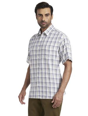 beige checkered linen casual shirt - 17766739 - Standard Image - 2