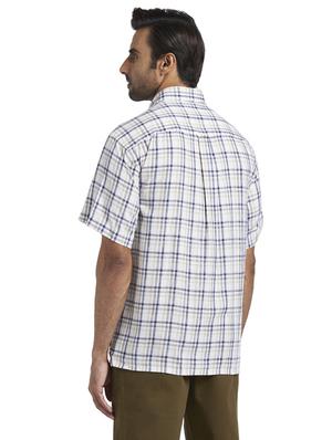 beige checkered linen casual shirt - 17766739 - Standard Image - 3