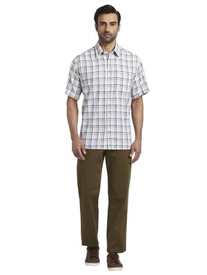 beige checkered linen casual shirt - 17766739 - Standard Image - 4