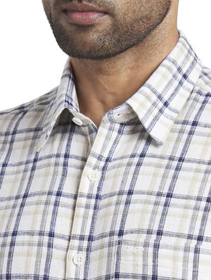 beige checkered linen casual shirt - 17766739 - Standard Image - 5