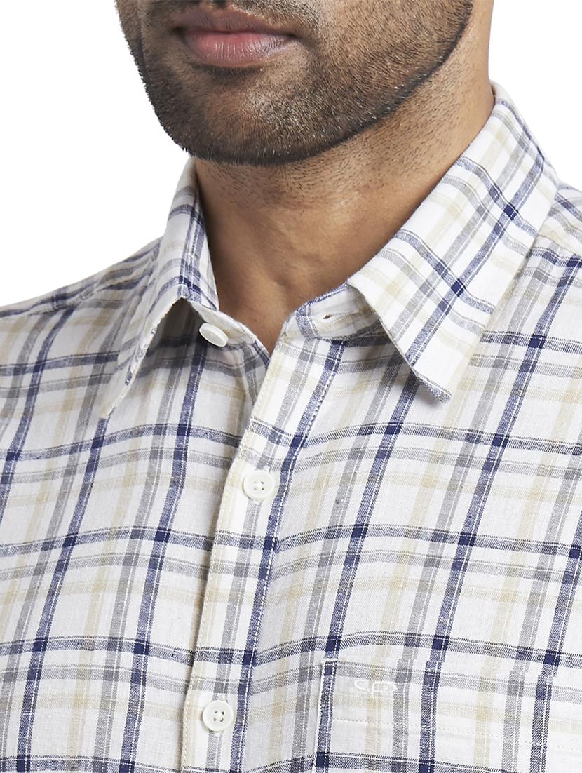 beige checkered linen casual shirt - 17766739 - Zoom Image - 5
