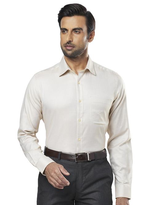 beige self design formal shirt - 17766740 - Standard Image - 1