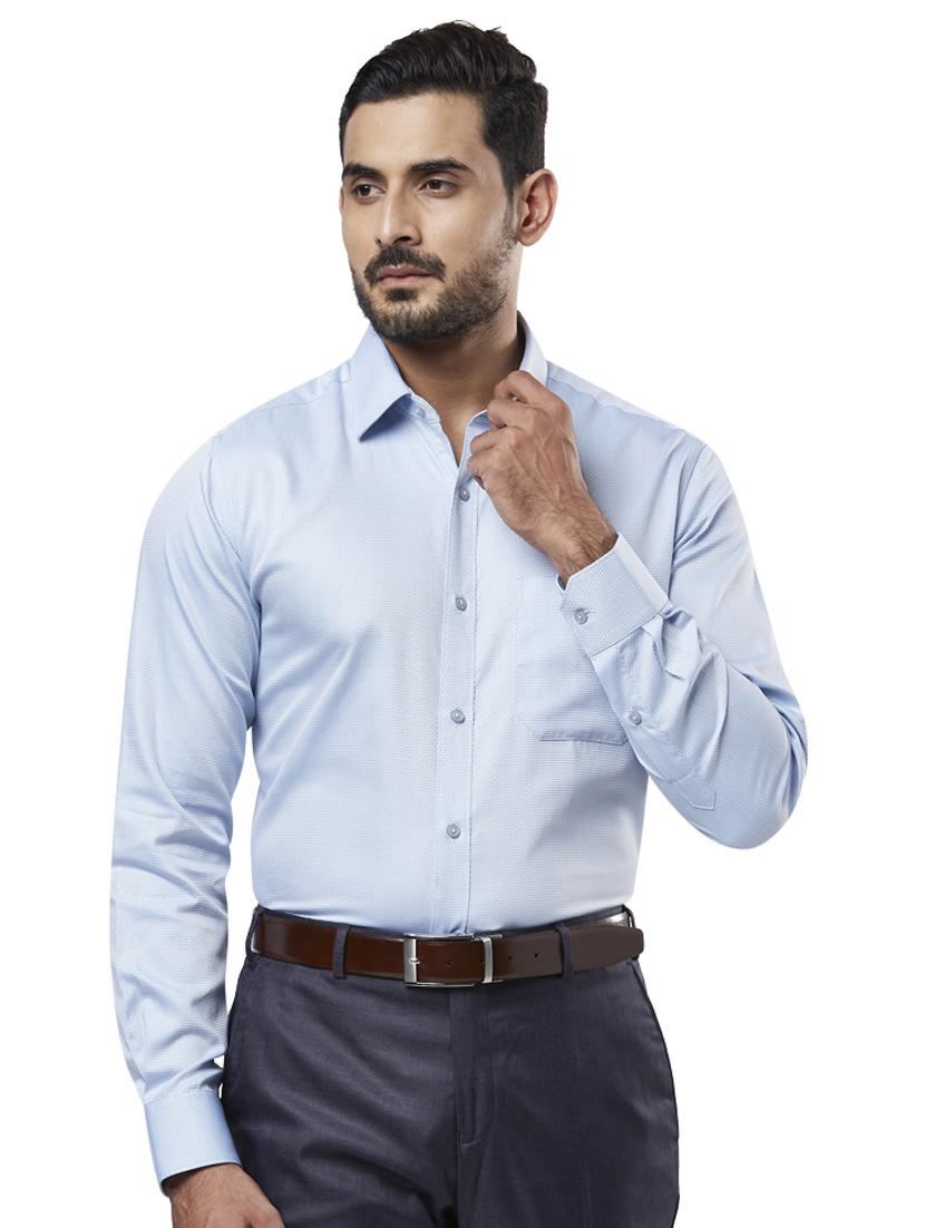 blue self design formal shirt - 17766741 - Zoom Image - 1
