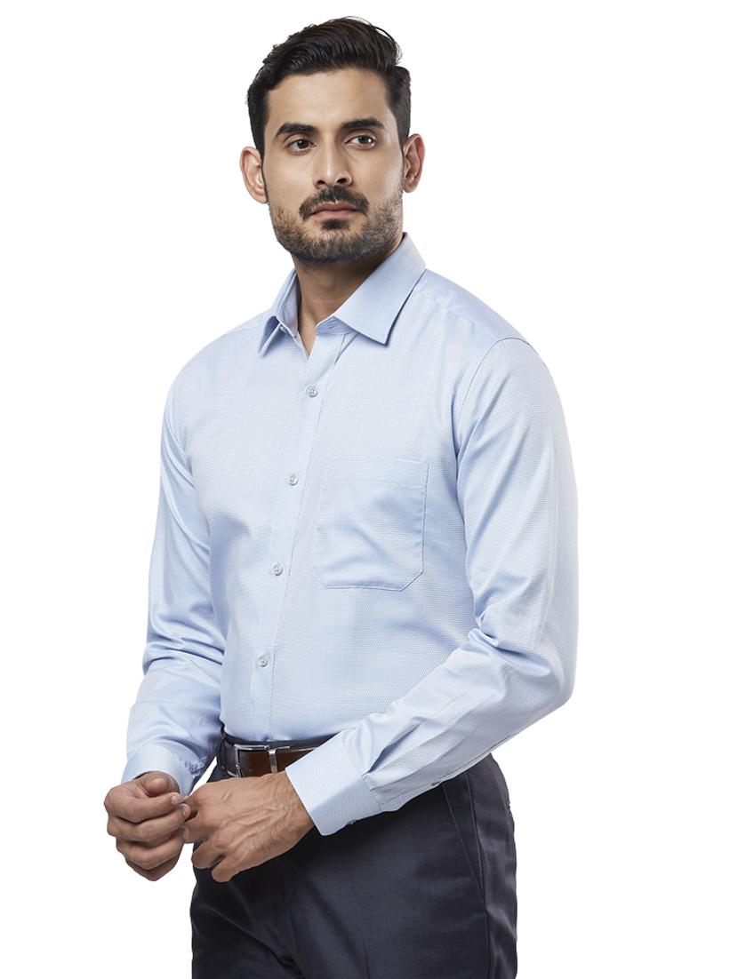 blue self design formal shirt - 17766741 - Zoom Image - 2