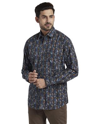 navy blue printed casual shirt - 17766783 - Standard Image - 2