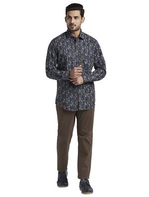 navy blue printed casual shirt - 17766783 - Standard Image - 4