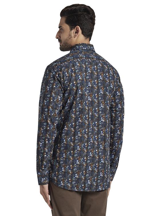 navy blue printed casual shirt - 17766783 - Zoom Image - 3