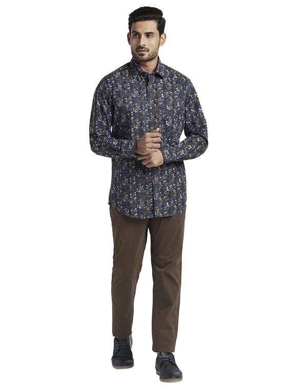navy blue printed casual shirt - 17766783 - Zoom Image - 4