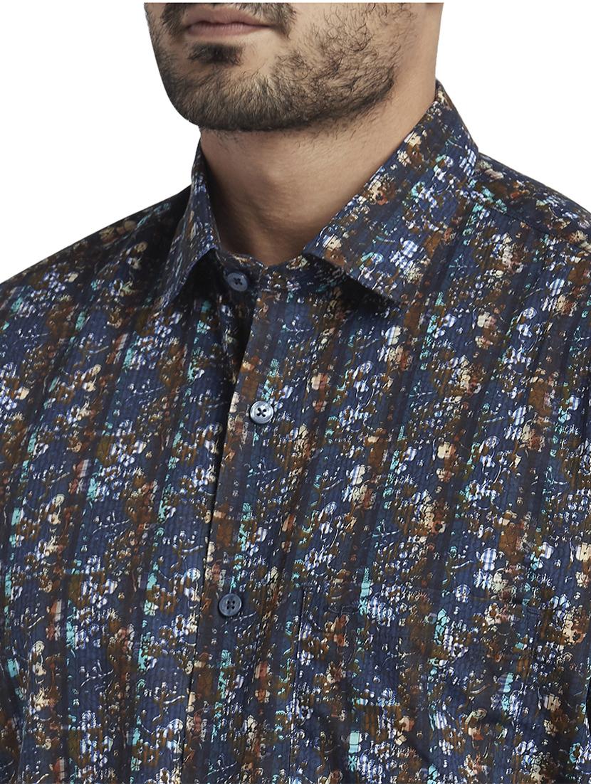 navy blue printed casual shirt - 17766783 - Zoom Image - 5