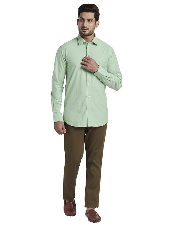 green solid casual shirt - 17766802 - Zoom Image - 4