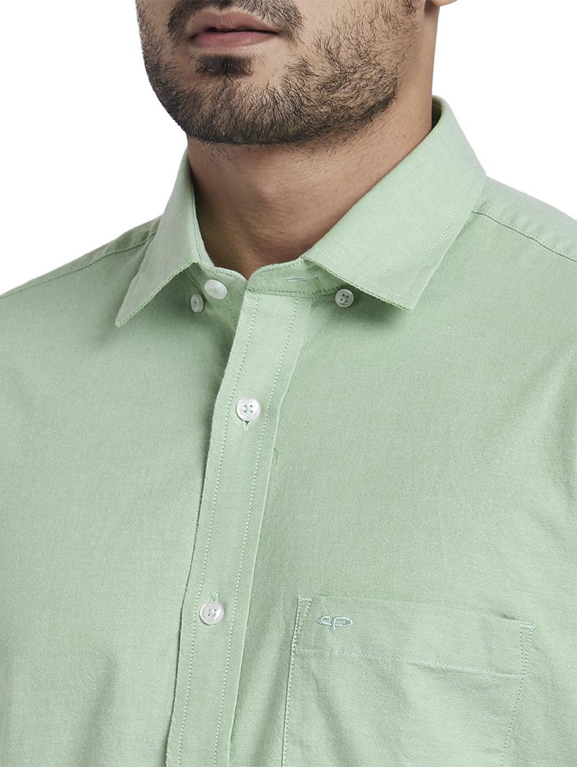 green solid casual shirt - 17766802 - Zoom Image - 5