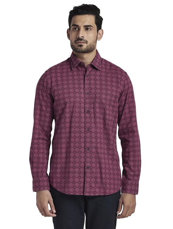 maroon printed casual shirt - 17766814 - Zoom Image - 1
