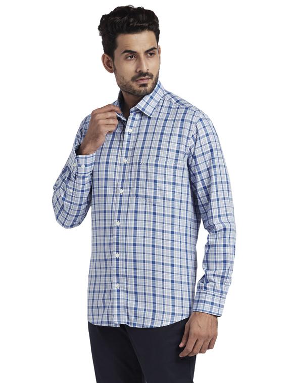 blue checkered casual shirt - 17766816 - Zoom Image - 2