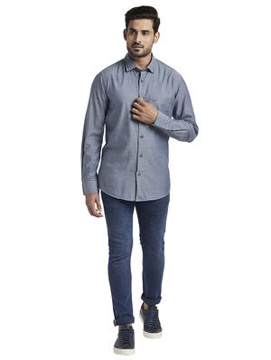 blue solid casual shirt - 17766823 - Standard Image - 4