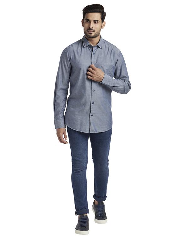 blue solid casual shirt - 17766823 - Zoom Image - 4