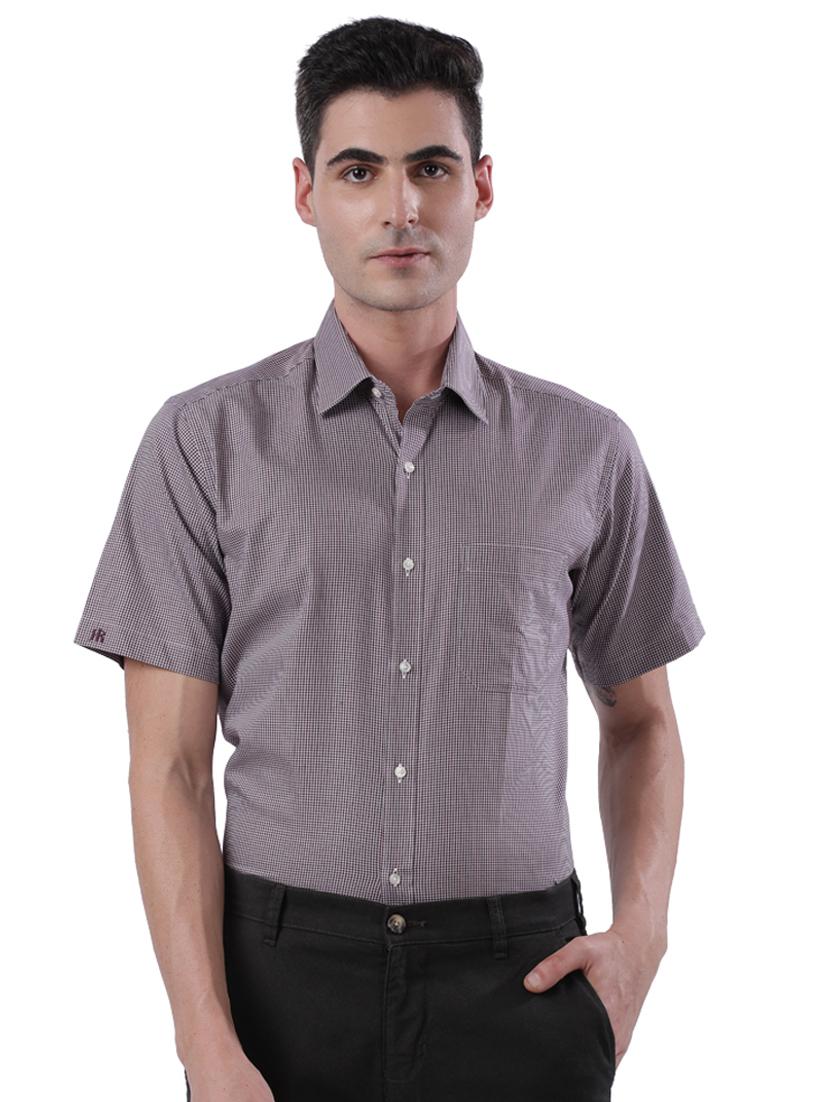 brown checkered formal shirt - 17766829 - Zoom Image - 1