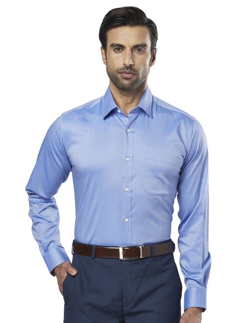 blue solid formal shirt - 17766854 - Standard Image - 1