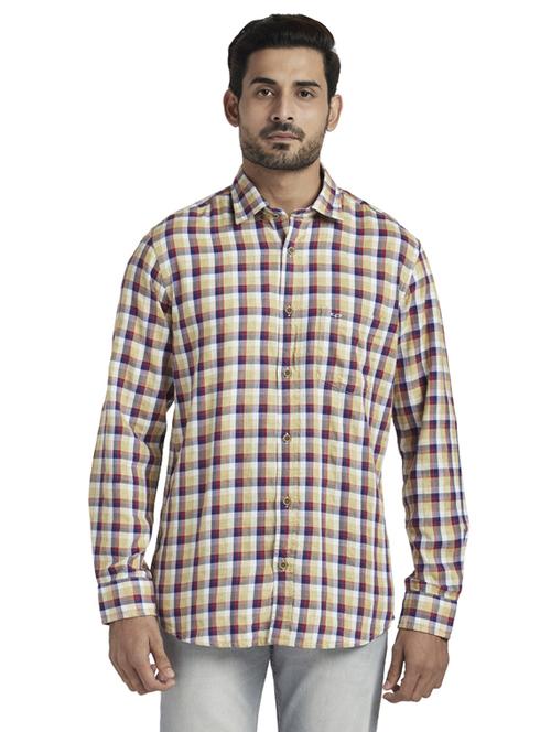 beige checkered casual shirt - 17766863 - Standard Image - 1