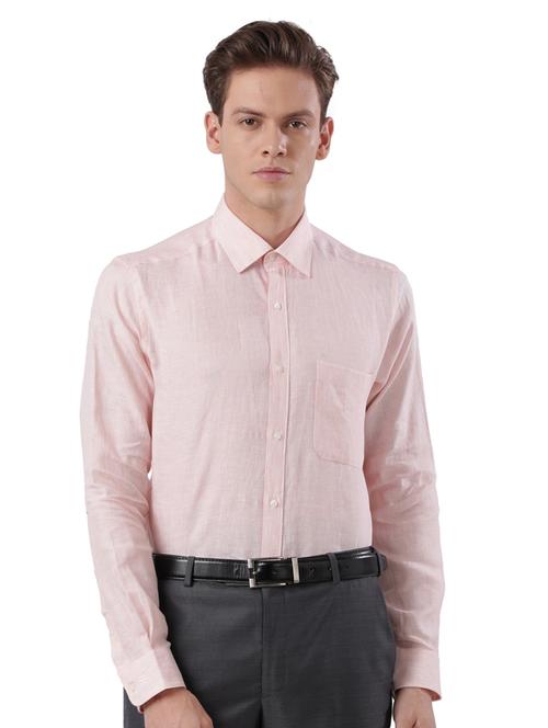 orange self design linen formal shirt - 17766872 - Standard Image - 1