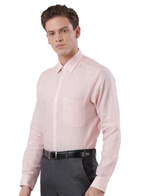 orange self design linen formal shirt - 17766872 - Standard Image - 2