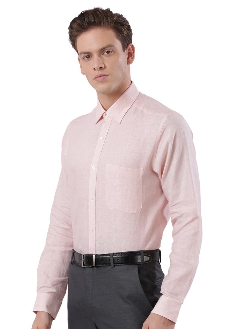 orange self design linen formal shirt - 17766872 - Zoom Image - 2