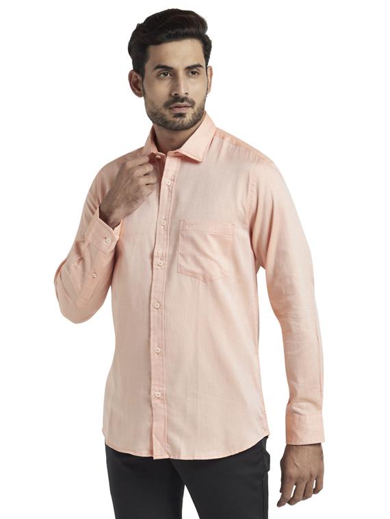 peach solid casual shirt - 17766878 - Zoom Image - 2