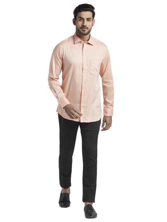 peach solid casual shirt - 17766878 - Zoom Image - 4
