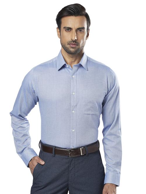 blue self design formal shirt - 17766893 - Standard Image - 1