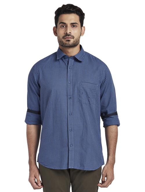 blue checkered casual shirt - 17766923 - Standard Image - 1