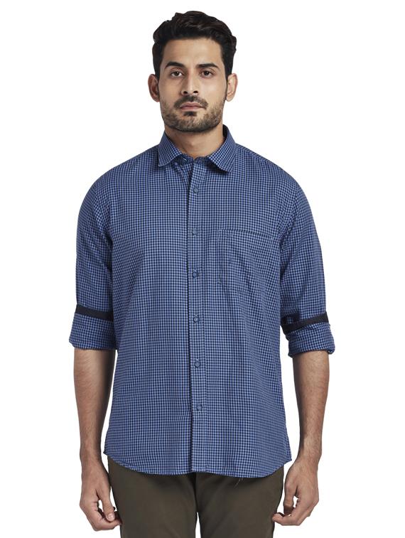 blue checkered casual shirt - 17766923 - Zoom Image - 1