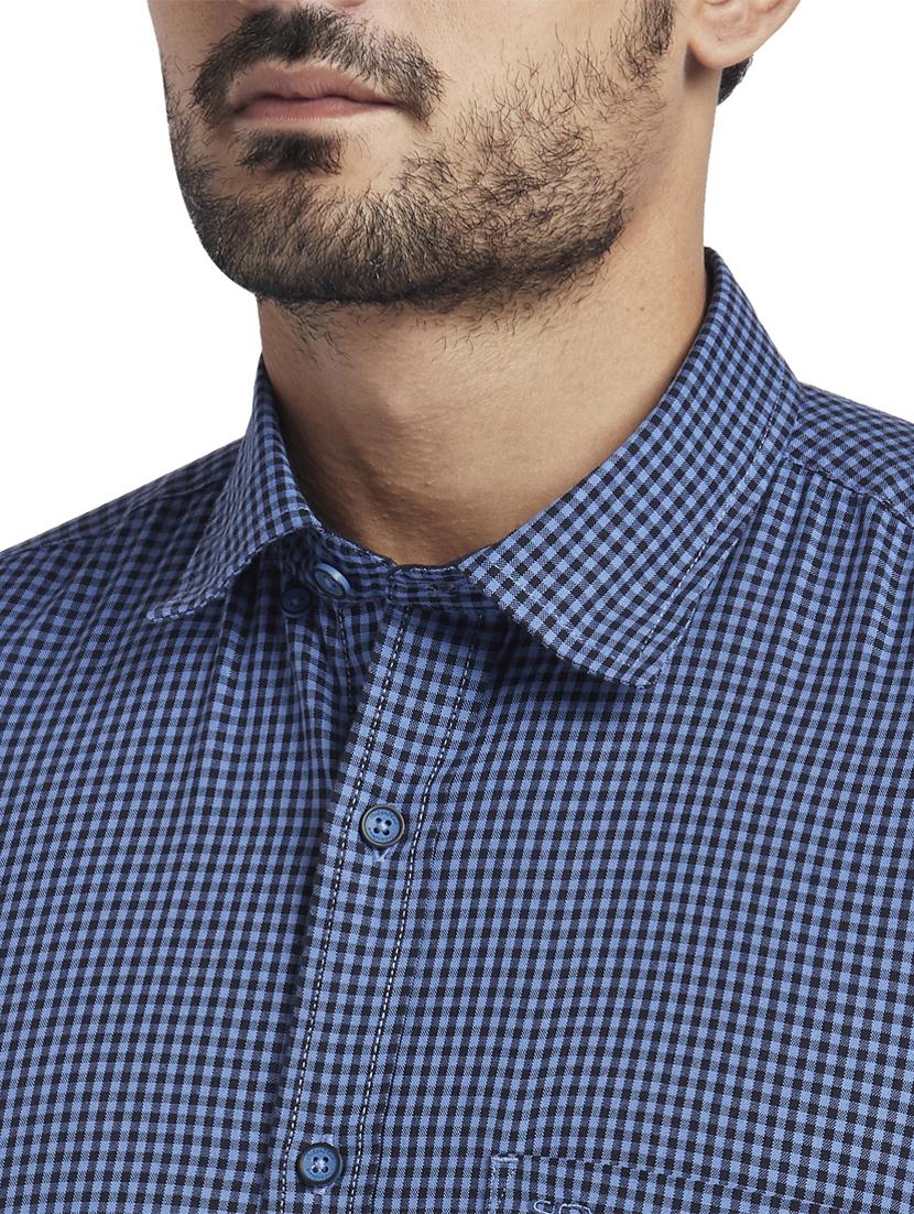 blue checkered casual shirt - 17766923 - Zoom Image - 5