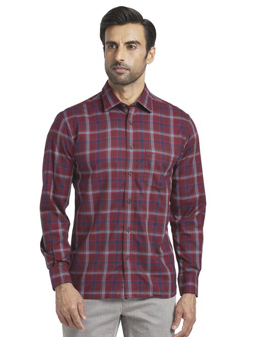 maroon checkered casual shirt - 17766929 - Standard Image - 1