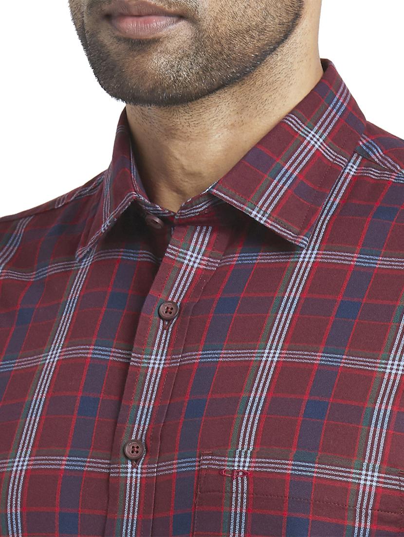 maroon checkered casual shirt - 17766929 - Zoom Image - 5
