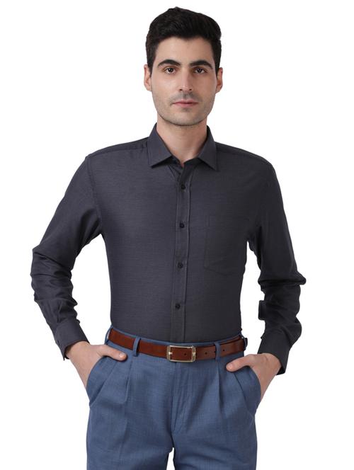 grey printed formal shirt - 17766941 - Standard Image - 1
