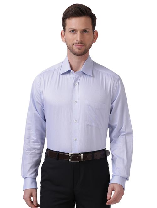blue self design formal shirt - 17766951 - Standard Image - 1