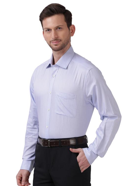 blue self design formal shirt - 17766951 - Zoom Image - 2