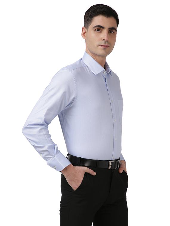blue self design formal shirt - 17766953 - Zoom Image - 2