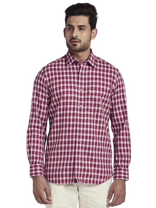maroon checkered casual shirt - 17766967 - Standard Image - 1