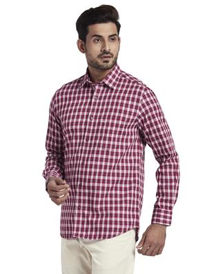 maroon checkered casual shirt - 17766967 - Standard Image - 2