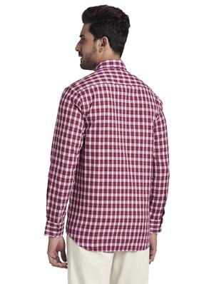 maroon checkered casual shirt - 17766967 - Standard Image - 3