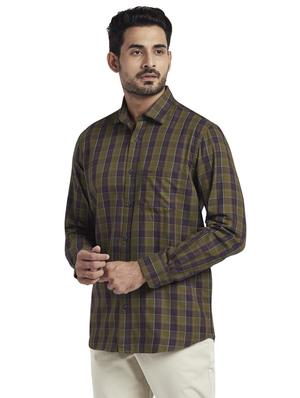 olive green checkered casual shirt - 17766969 - Standard Image - 2